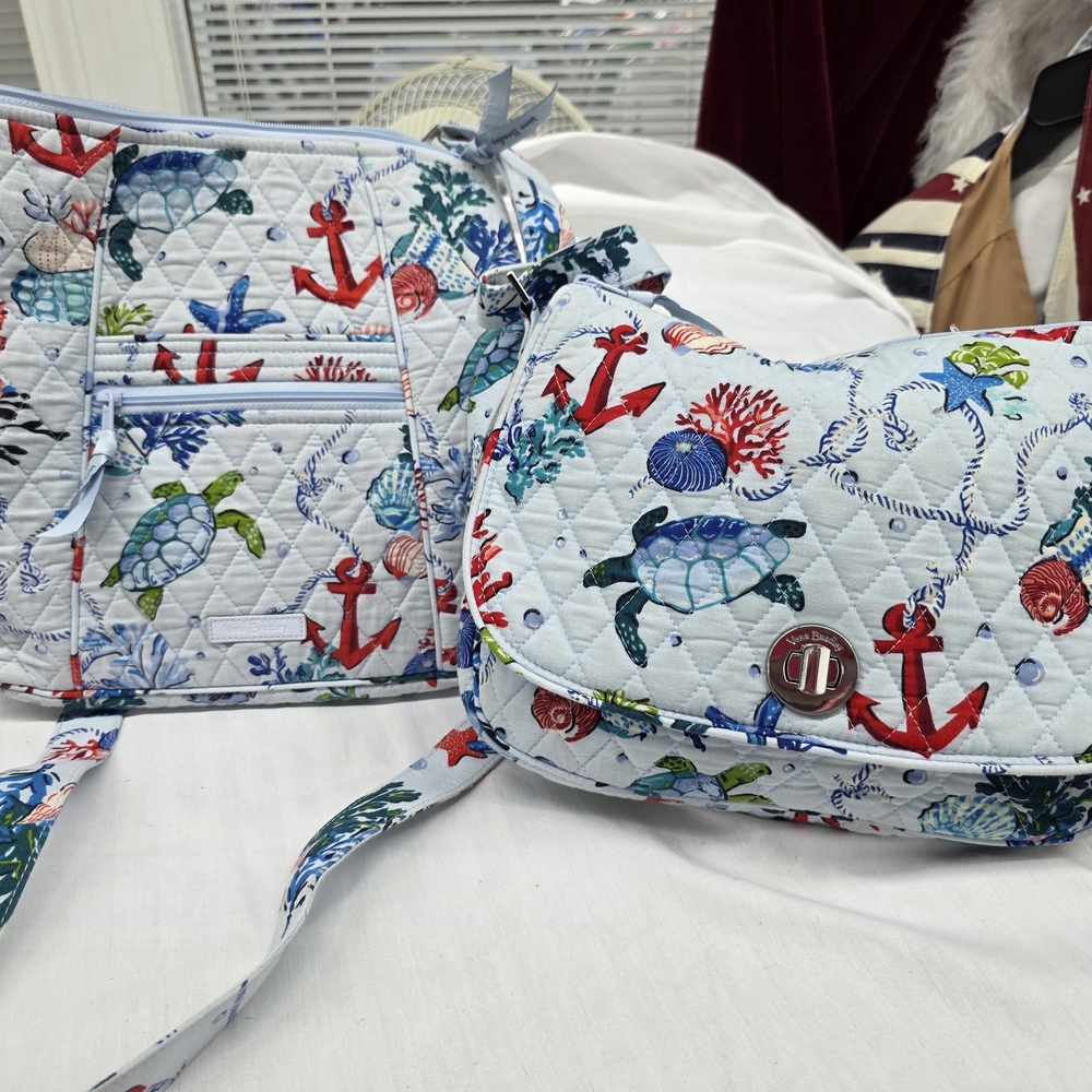 Nautical Print Quilted Women's Bag Set